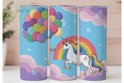 Unicorn Rainbow Balloons 20oz Tumbler Sublimation PixelChick 