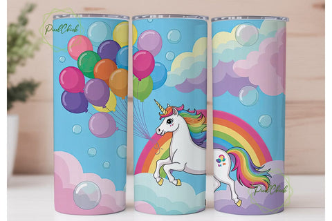 Unicorn Rainbow Balloons 20oz Tumbler Sublimation PixelChick 