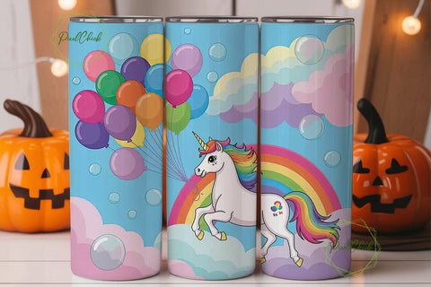 Unicorn Rainbow Balloons 20oz Tumbler Sublimation PixelChick 