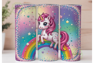 Unicorn Rainbow Glitter 20oz Tumbler Sublimation PixelChick 
