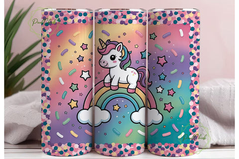 Unicorn Rainbow Glitter 20oz Tumbler Sublimation PixelChick 