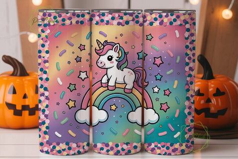 Unicorn Rainbow Glitter 20oz Tumbler Sublimation PixelChick 