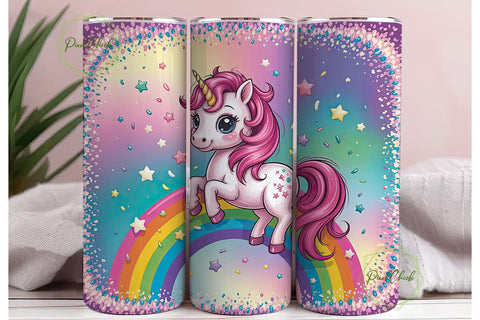 Unicorn Rainbow Glitter 20oz Tumbler Sublimation PixelChick 