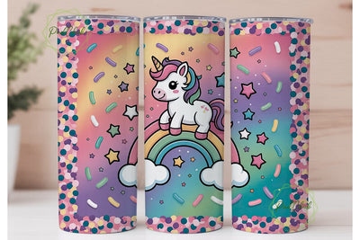 Unicorn Rainbow Glitter 20oz Tumbler Sublimation PixelChick 