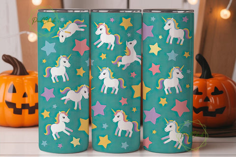 Unicorn Rainbow Stars 20oz Tumbler Wrap Sublimation PixelChick 