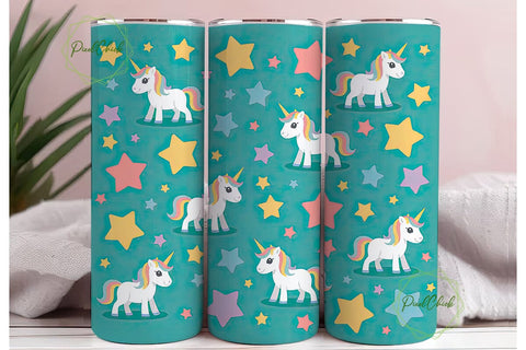 Unicorn Rainbow Stars 20oz Tumbler Wrap Sublimation PixelChick 