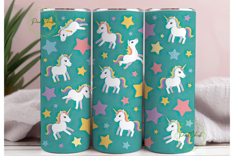 Unicorn Rainbow Stars 20oz Tumbler Wrap Sublimation PixelChick 