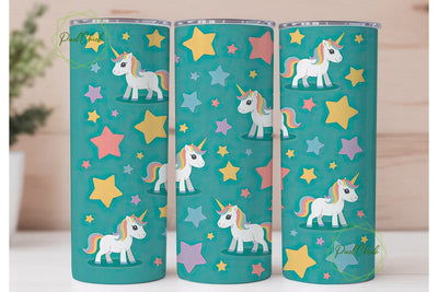 Unicorn Rainbow Stars 20oz Tumbler Wrap Sublimation PixelChick 