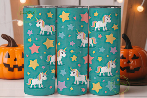 Unicorn Rainbow Stars 20oz Tumbler Wrap Sublimation PixelChick 