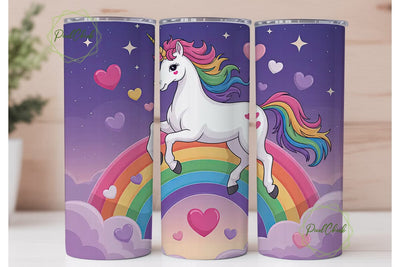 Unicorn Rainbow Tumbler Wrap PNG Sublimation PixelChick 