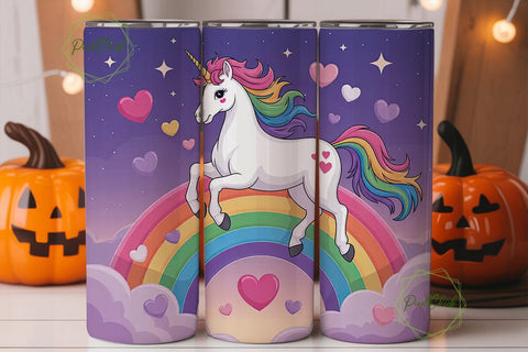 Unicorn Rainbow Tumbler Wrap PNG Sublimation PixelChick 