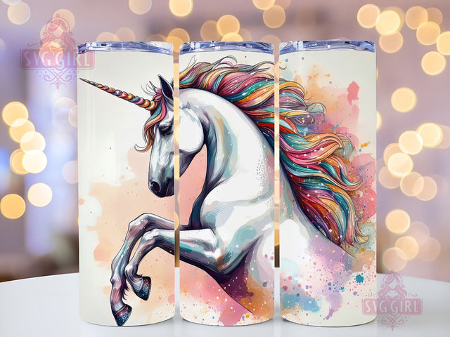 Unicorn Raingow Glitter 20oz Skinny Tumbler Sublimation Design Template, Unicorn Tumbler Wrap, Kids Tumbler PNG Instant Download Sublimation SvggirlplusArt 