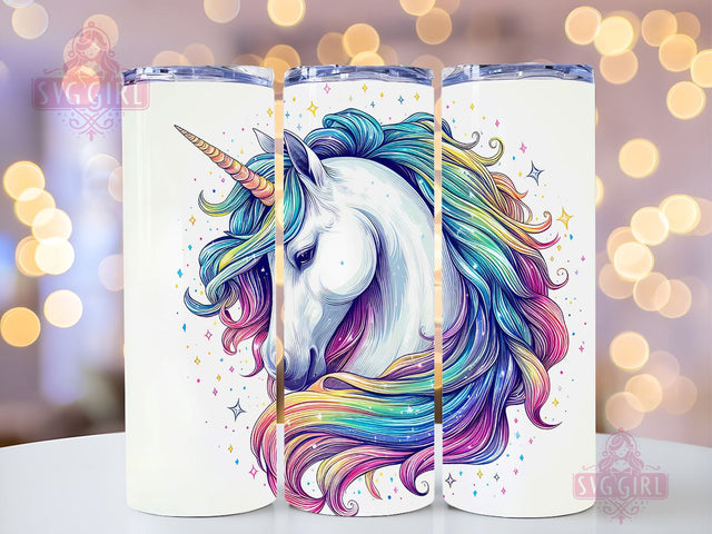 Unicorn Raingow Glitter 20oz Skinny Tumbler Sublimation Design Template, Unicorn Tumbler Wrap Sublimation SvggirlplusArt 
