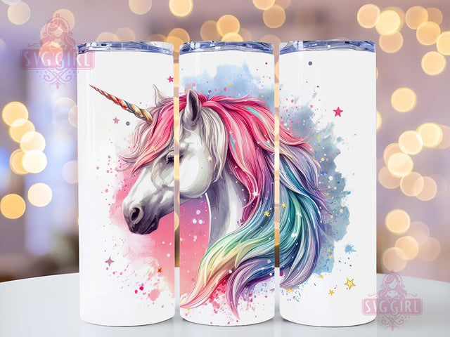 Unicorn Raingow Glitter 20oz Skinny Tumbler Sublimation Design Template, Unicorn Tumbler Wrap Sublimation SvggirlplusArt 