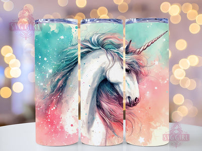 Unicorn Raingow Glitter 20oz Skinny Tumbler Sublimation Design Template, Unicorn Tumbler Wrap, Unicorn Tumbler PNG Instant Download Sublimation SvggirlplusArt 
