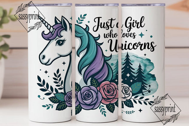 Unicorn & Roses 20oz Tumbler Wrap Sublimation sassyprint 
