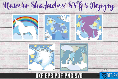 Unicorn Shadowbox SVG | Paper Cut Files | Paper Unicorn SVG Design SVG Fly Design 