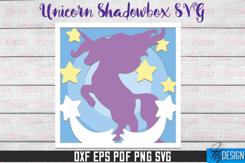 Unicorn Shadowbox SVG | Paper Cut Files | Paper Unicorn SVG Design SVG Fly Design 