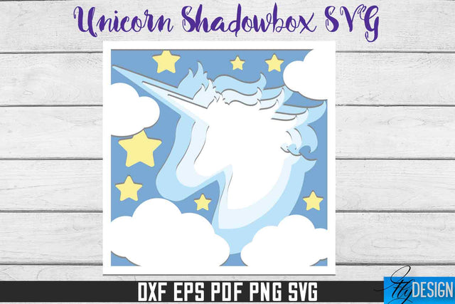 Unicorn Shadowbox SVG | Paper Cut Files | Paper Unicorn SVG Design SVG Fly Design 