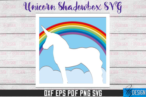 Unicorn Shadowbox SVG | Paper Cut Files | Paper Unicorn SVG Design SVG Fly Design 