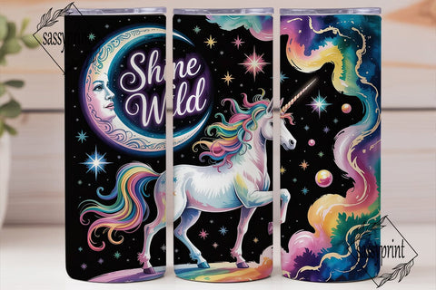 Unicorn Shine Wild 20oz Tumbler Wrap Sublimation sassyprint 