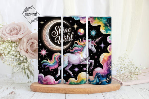 Unicorn Shine Wild 20oz Tumbler Wrap Sublimation sassyprint 