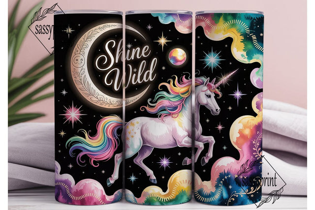 Unicorn Shine Wild 20oz Tumbler Wrap Sublimation sassyprint 