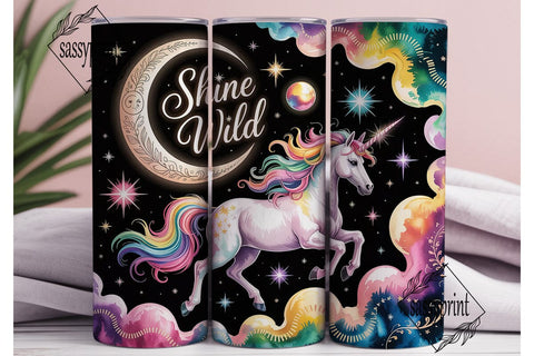 Unicorn Shine Wild 20oz Tumbler Wrap Sublimation sassyprint 