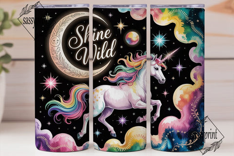 Unicorn Shine Wild 20oz Tumbler Wrap Sublimation sassyprint 