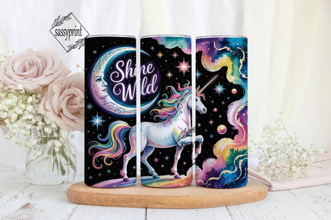 Unicorn Shine Wild 20oz Tumbler Wrap Sublimation sassyprint 