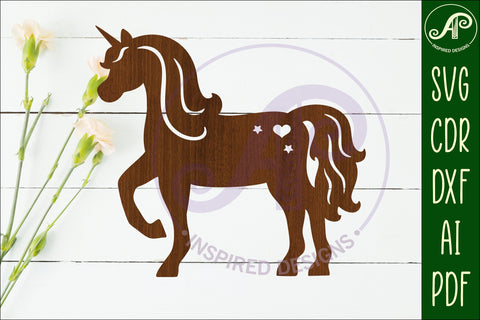 Unicorn Silhouette laser cut wall art SVG APInspireddesigns 