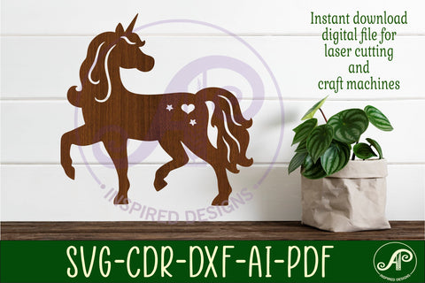 Unicorn Silhouette laser cut wall art SVG APInspireddesigns 