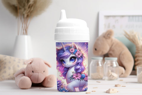 Unicorn Sippy Cup Sublimation Design, Kids Drinkware Graphic Sublimation BijouBay 