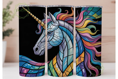 Unicorn Stained Glass 20oz Tumbler Wrap Sublimation PixelChick 