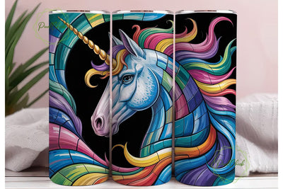 Unicorn Stained Glass 20oz Tumbler Wrap Sublimation PixelChick 