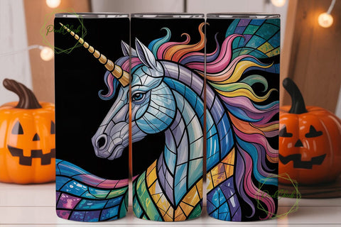 Unicorn Stained Glass 20oz Tumbler Wrap Sublimation PixelChick 
