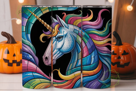 Unicorn Stained Glass 20oz Tumbler Wrap Sublimation PixelChick 