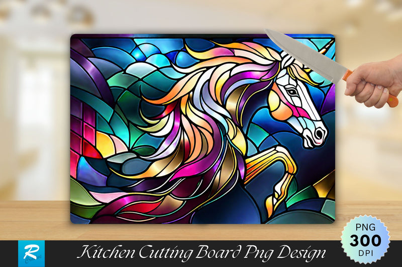 Unicorn Stained Glass Cutting Board Sublimation Regulrcrative 