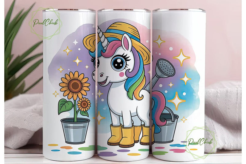 Unicorn Sunflower 20oz Tumbler Wrap Sublimation PixelChick 