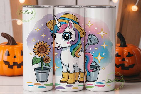 Unicorn Sunflower 20oz Tumbler Wrap Sublimation PixelChick 