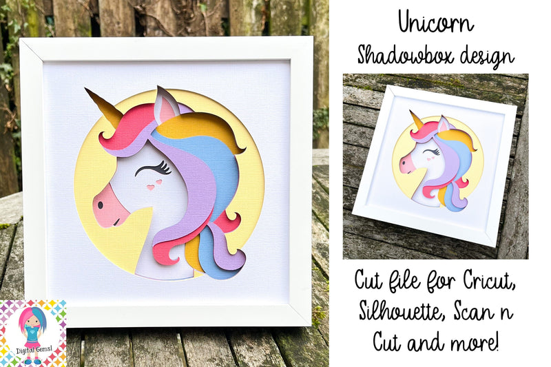 Unicorn SVG | 3D Shadowbox design. SVG Digital Gems 