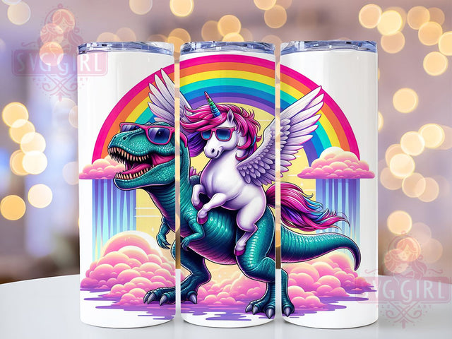 Unicorn T-Rex Fantasy 20oz Tumbler, Fantasy Dinosaur Mug, Whimsical Tumbler Wrap, Funny Unicorn Design, Prehistoric Magic Cup, Cute Dino Ride Tumbler, Sublimation Tumbler Wrap Sublimation SvggirlplusArt 
