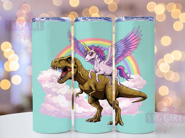 Unicorn T-Rex Fantasy 20oz Tumbler, Fantasy Dinosaur Mug, Whimsical Tumbler Wrap, Funny Unicorn Design, Prehistoric Magic Cup, Cute Dino Ride Tumbler, Sublimation Tumbler Wrap Sublimation SvggirlplusArt 