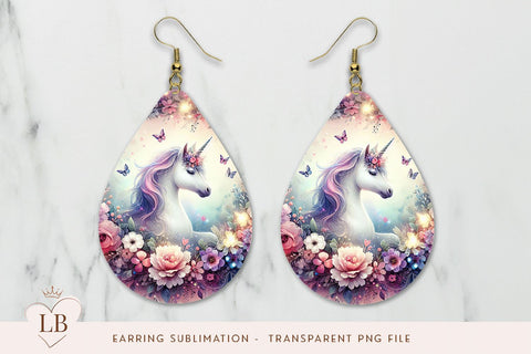 Unicorn Teardrop Earring Sublimation PNG Sublimation BijouBay 