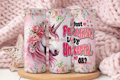 Unicorn Tumbler 20oz Cute Animal Gift for Women, Girls Who Freaking Love Unicorns Tumbler Sublimation DesignSVG 