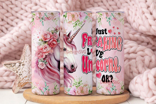 Unicorn Tumbler 20oz Cute Animal Gift for Women, Girls Who Freaking Love Unicorns Tumbler Sublimation DesignSVG 