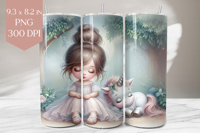 Unicorn Tumbler Wrap PNG, Sleeping Girl Sublimation Sublimation BijouBay 