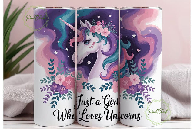 Unicorn Tumbler Wrap PNG Sublimation PixelChick 