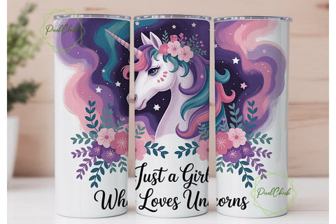 Unicorn Tumbler Wrap PNG Sublimation PixelChick 