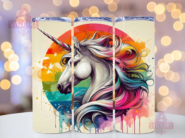 Unicorn Tumbler Wrap, Rainbow Unicorn Tumbler, Watercolor Unicorn Tumbler Wrap PNG Tumbler Wrap Seamless Sublimation Designs Downloads Sublimation SvggirlplusArt 